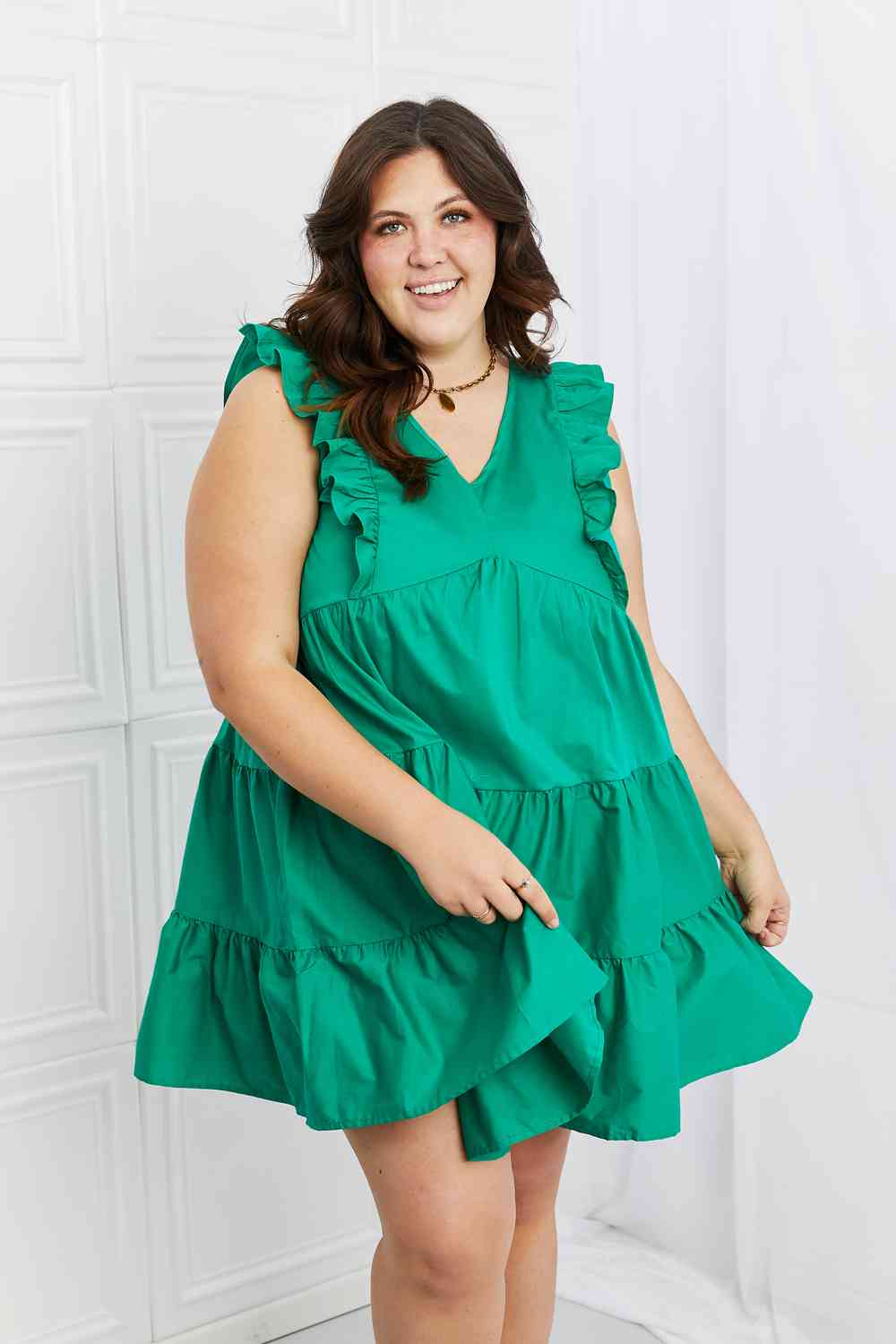 Sea Green Hailey & Co Play Date Full Size Ruffle Dress Clothing