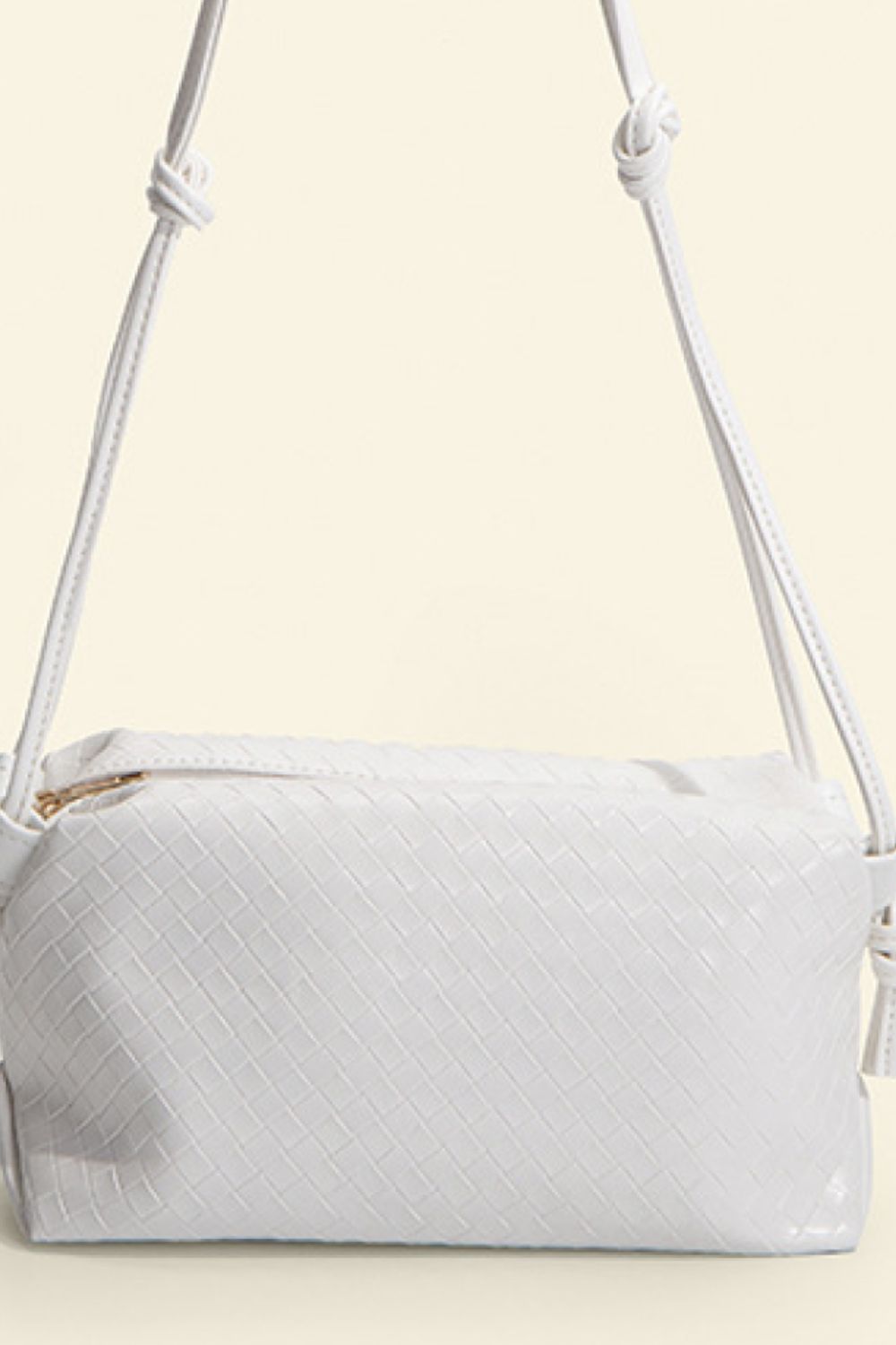 Antique White PU Leather Knot Detail Shoulder Bag Handbags