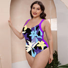 Gray Paradise Full Size Printed Scoop Neck Sleeveless One-Piece Swimsuit Plus Size Swimsuits