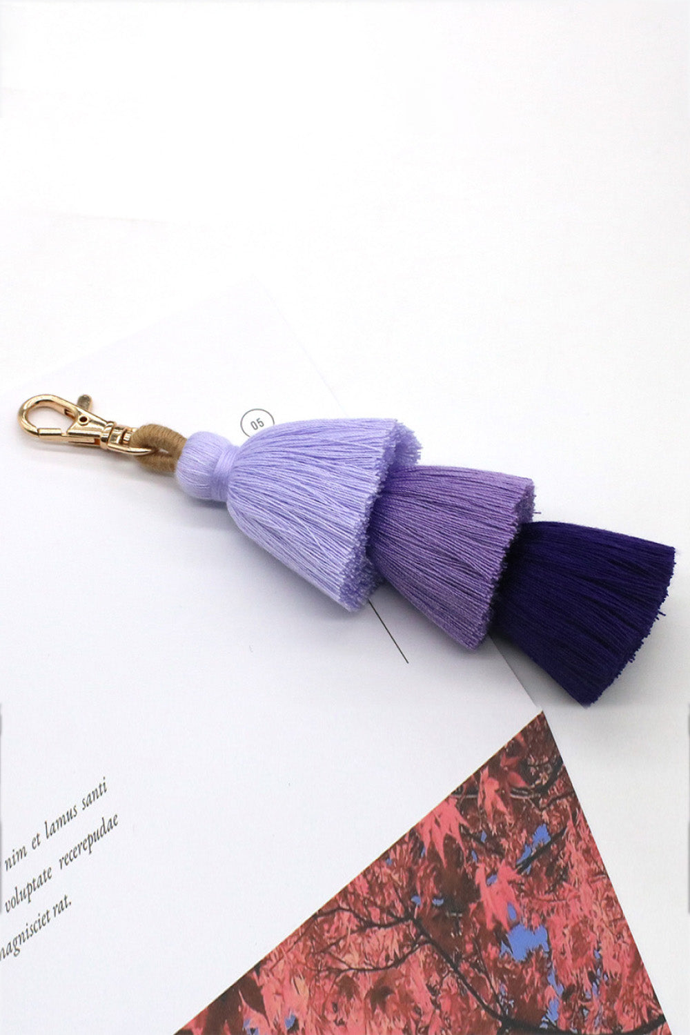 White Smoke Assorted 4-Pack Multicolored Fringe Keychain Key Chains