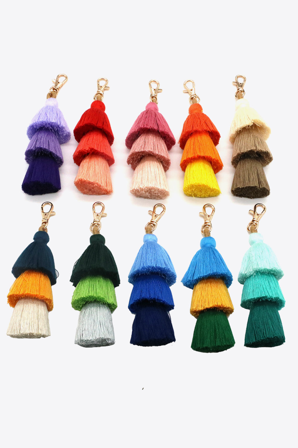 White Smoke Assorted 4-Pack Multicolored Fringe Keychain Key Chains