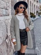 Light Slate Gray Snap Down Drop Shoulder Coat