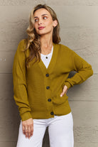 Dim Gray Zenana Kiss Me Tonight Full Size Button Down Cardigan in Chartreuse Clothing