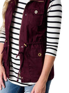 Light Gray Drawstring Waist Vest with Pockets Winter Accessories