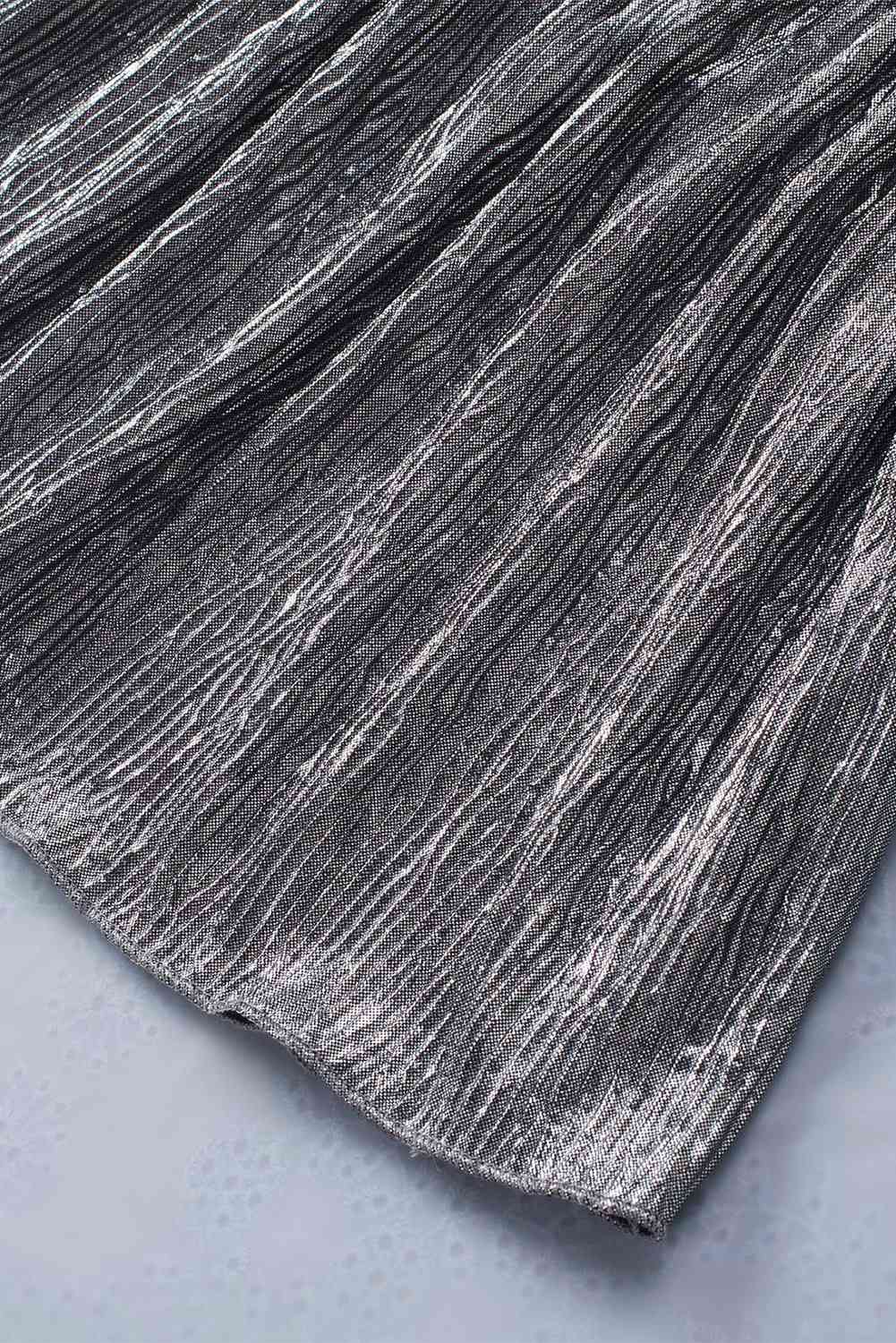 Dark Slate Gray Frill Trim V-Neck Metallic Blouse Clothing
