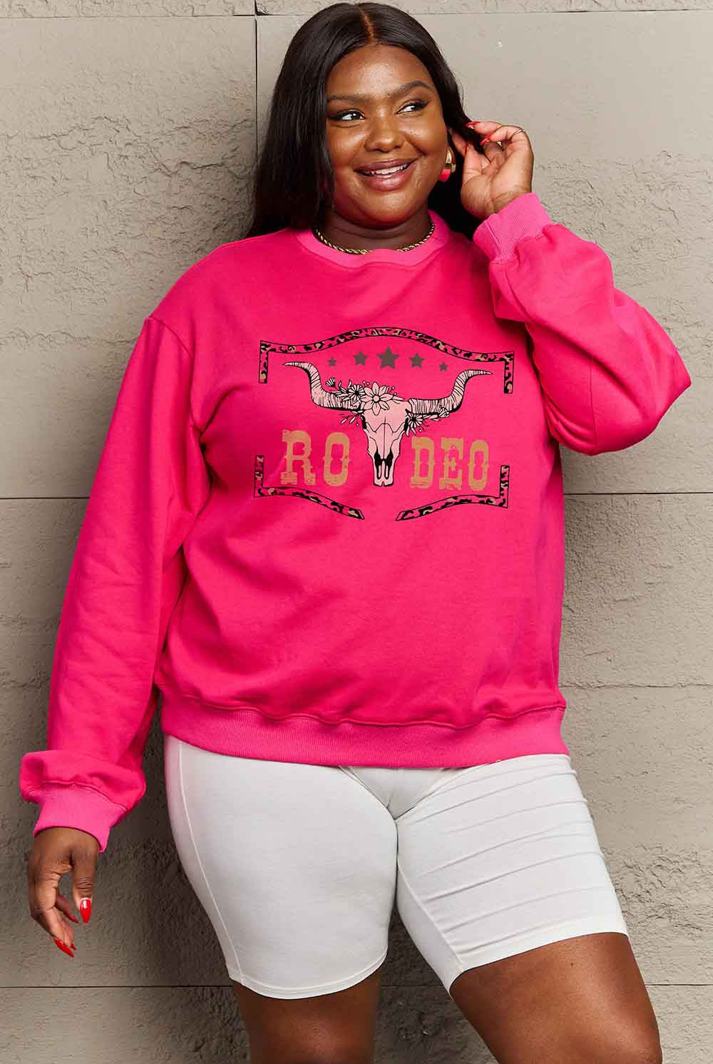 Maroon Simply Love Simply Love Full Size Round Neck Dropped Shoulder RODEO Graphic Sweatshirt Sweatshirts