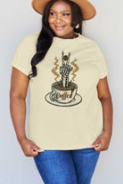 Light Gray Simply Love Full Size COFFEE Graphic Cotton Tee Clothing