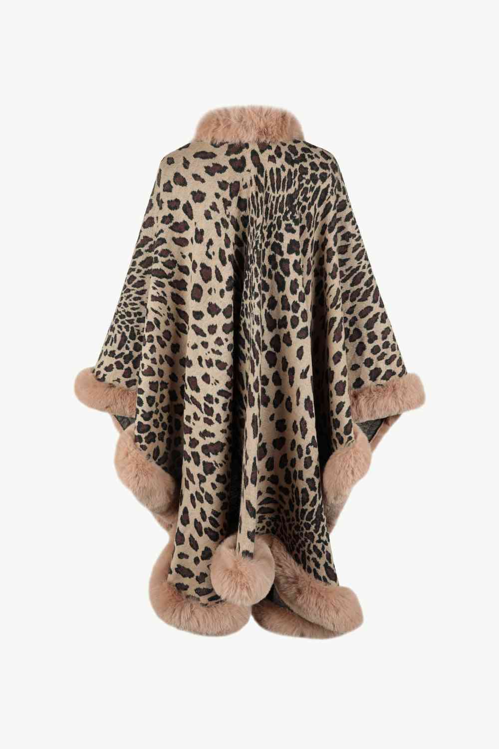 White Smoke Leopard Open Front Poncho Trends