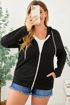 Light Gray Plus Size Zip Up Hooded Jacket with Pocket