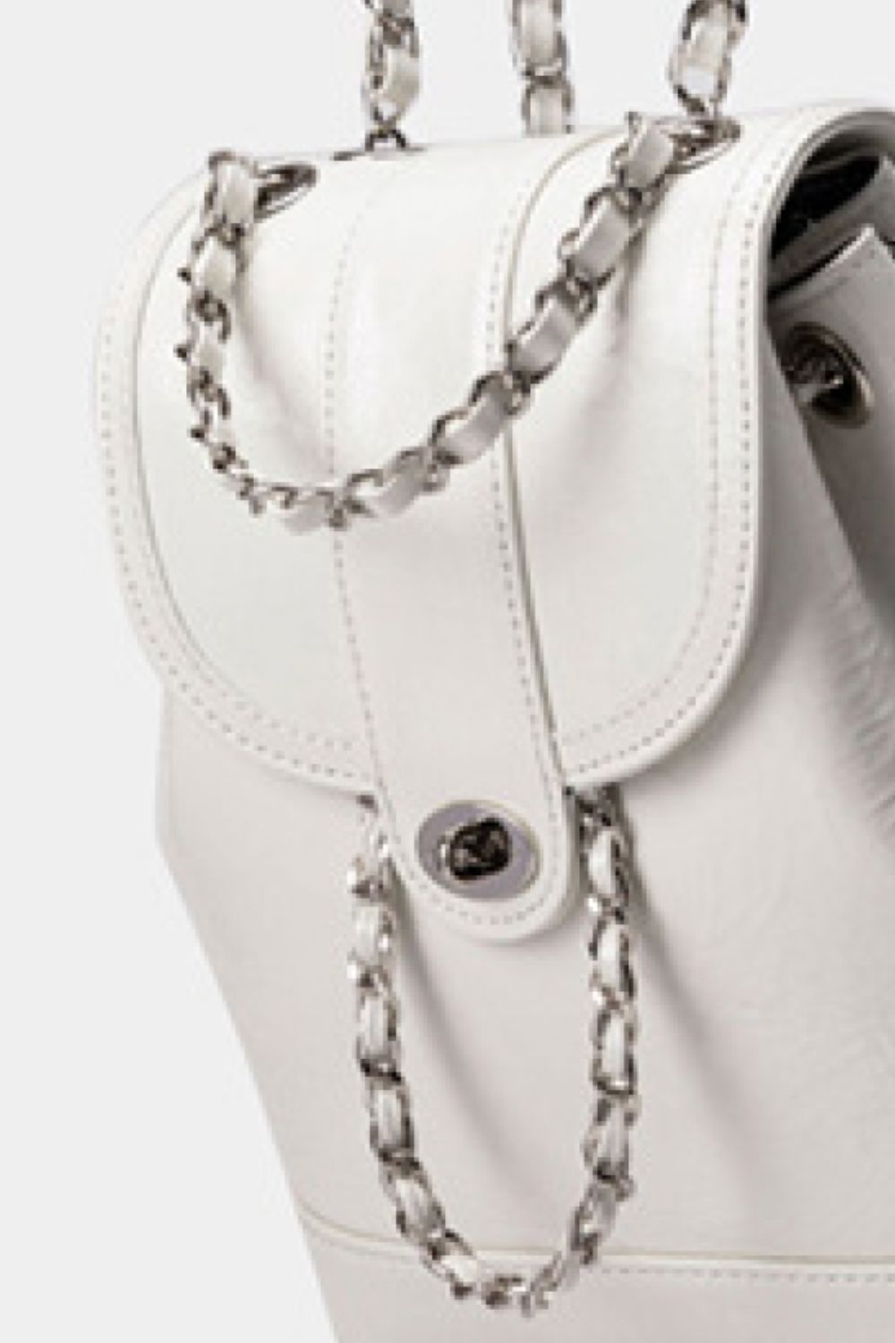 Light Gray Chrome PU Leather Backpack Handbags