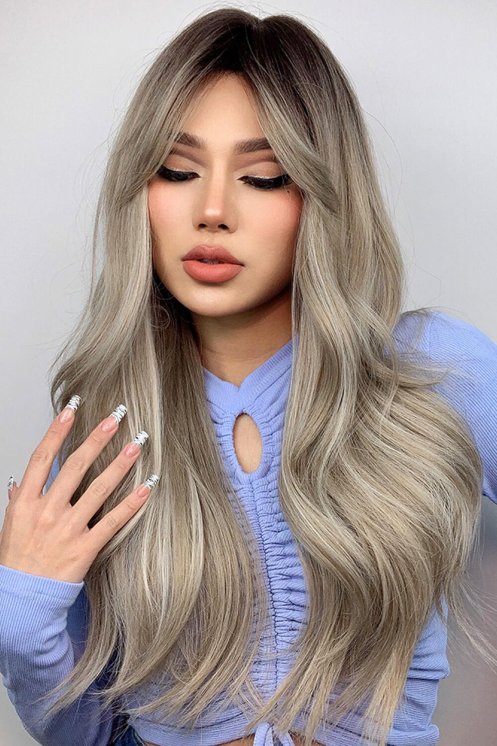 Rosy Brown Full Machine Long Wave Wigs 26'' Wigs