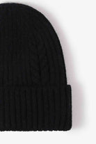 Black Cable-Knit Cuff Beanie Winter Accessories