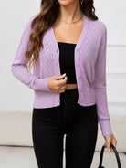 Black V-Neck Buttoned Long Sleeve Knit Top Clothing