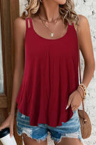 Saddle Brown Scoop Neck Double-Strap Cami Tops