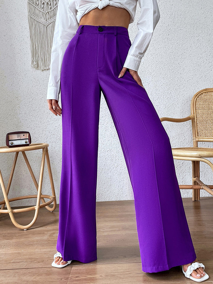 Gray High Waist Wide Leg Pants Clothing