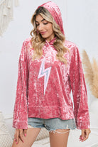 Light Gray Sequin Flash Pattern Long Sleeve Dropped Shoulder Oversized Hoodie Sweatshirts