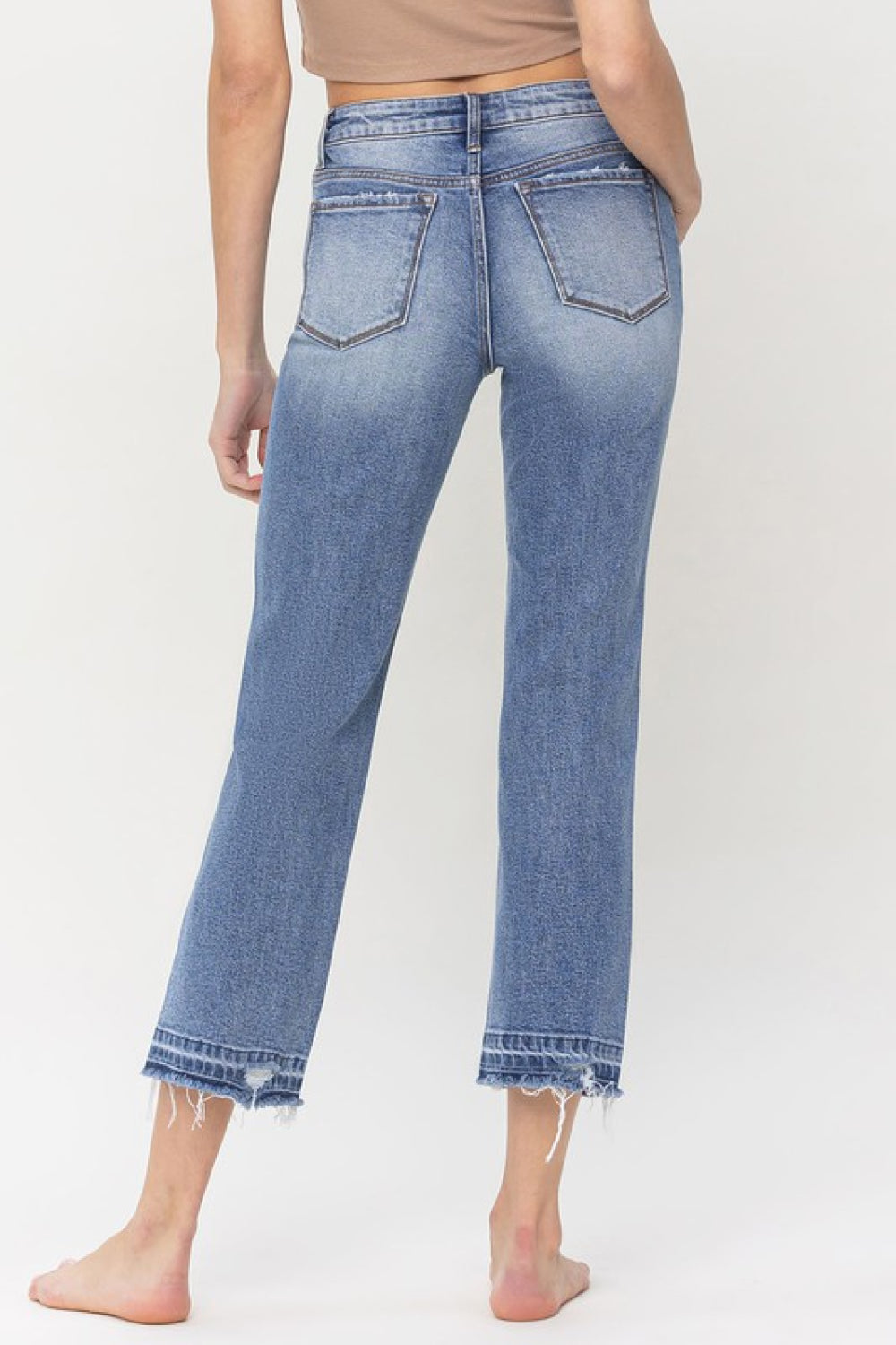Light Gray Lovervet Full Size Lena High Rise Crop Straight Jeans Pants