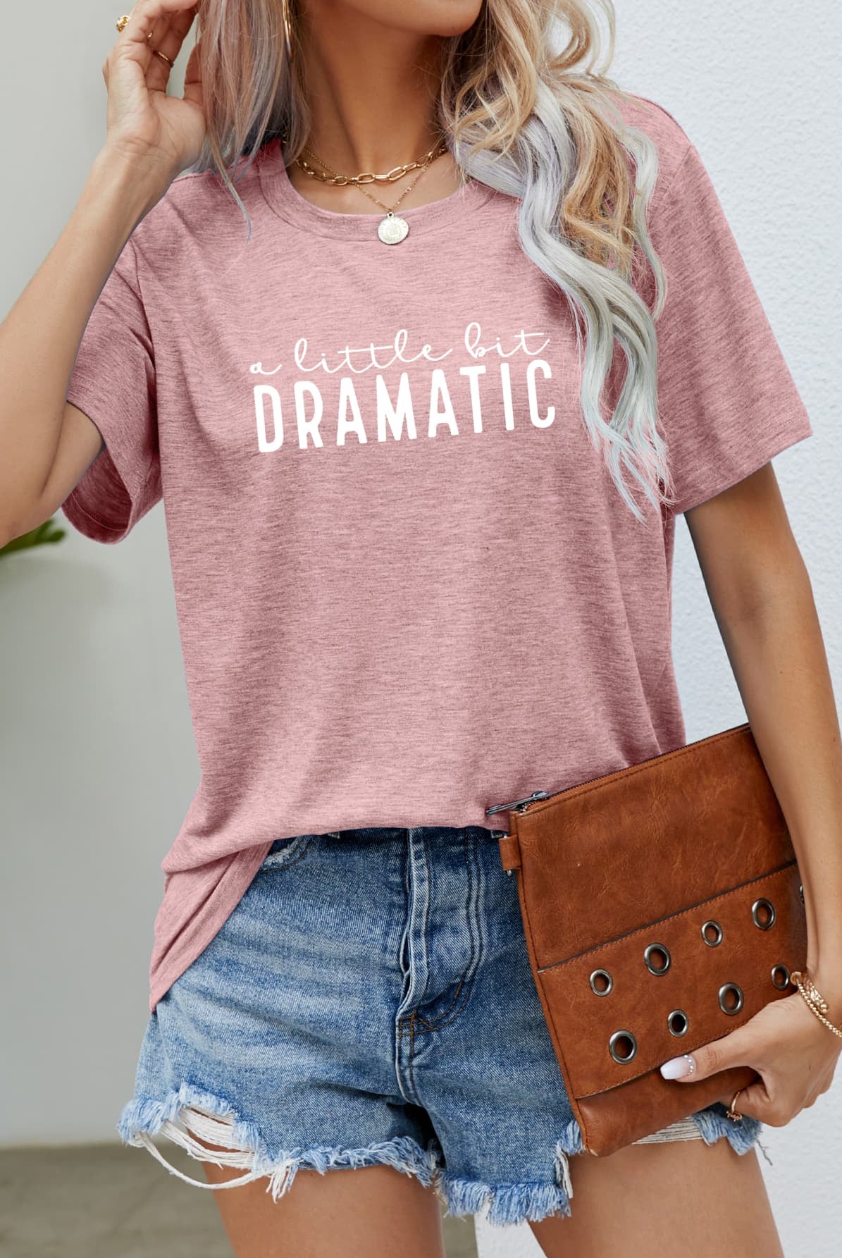 Rosy Brown A LITTLE BIT DRAMATIC Graphic Tee T-Shirts