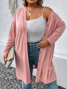 Rosy Brown Plus Size Button Down Longline Cardigan Clothing