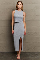 Dim Gray She's All That Fitted Two-Piece Skirt Set Outfit Sets