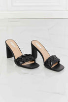Light Gray MMShoes Top of the World Braided Block Heel Sandals in Black Shoes