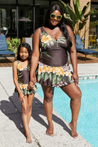 Gray Clear Waters Swim Dress in Aloha Brown Swimwear