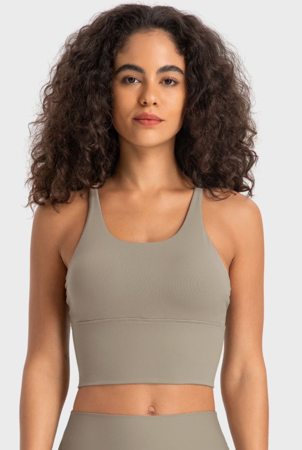 Rosy Brown Sugar and Spice Crisscross Back Ladder Detail Sports Bra activewear