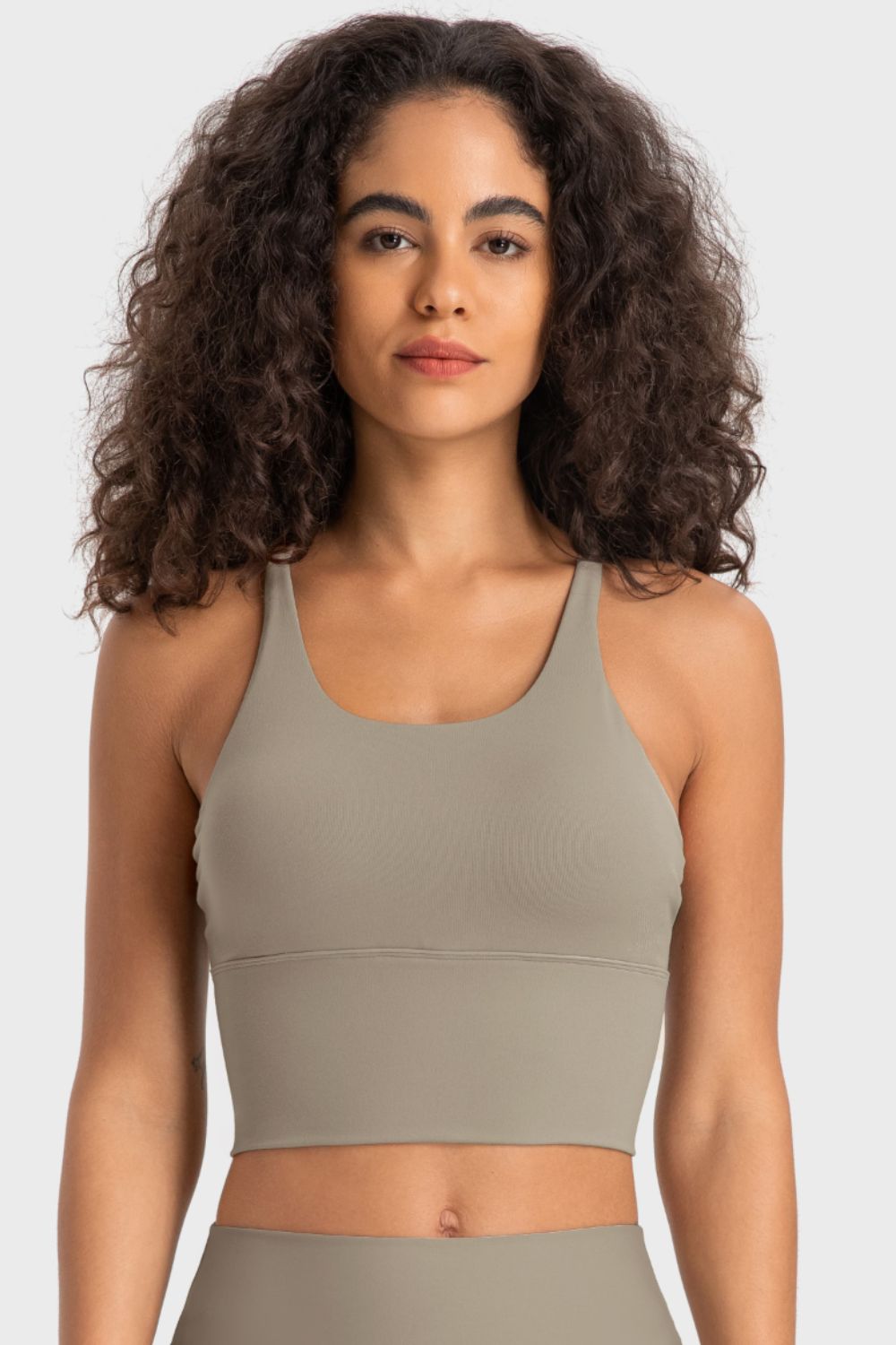 Rosy Brown Sugar and Spice Crisscross Back Ladder Detail Sports Bra activewear