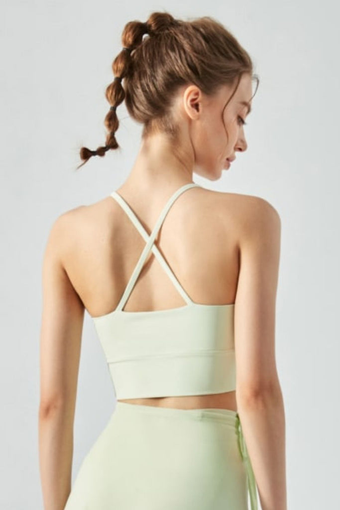 Light Gray Now That's A Flex Crisscross Gathered Detail Cropped Sports Cami activewear