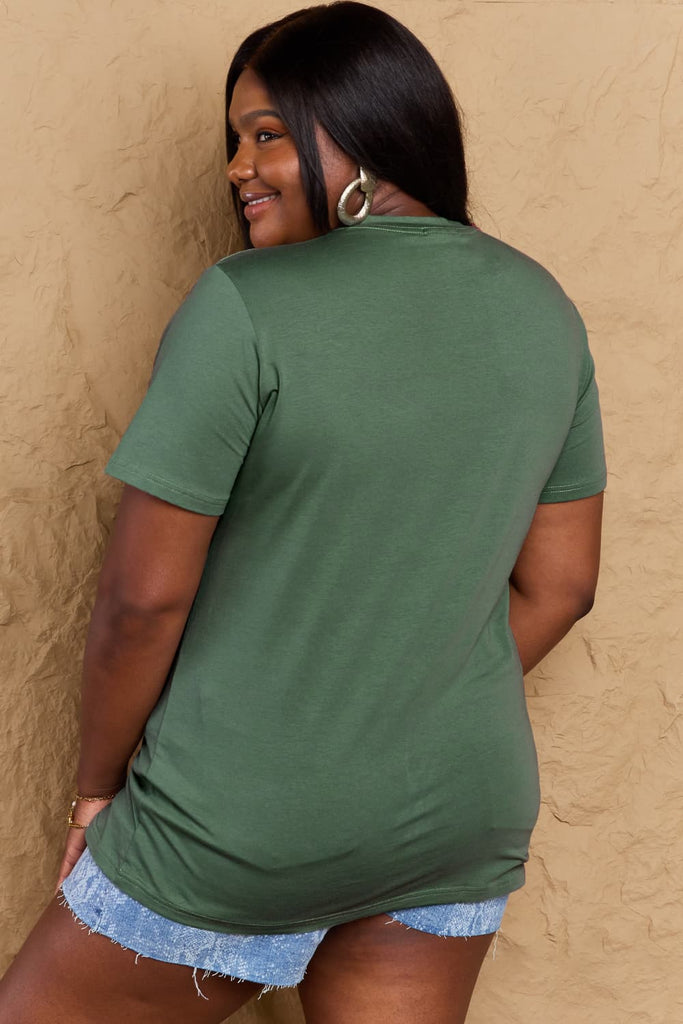 Dark Olive Green TEACH LOVE INSPIRE Graphic Cotton T-Shirt Graphic Tees