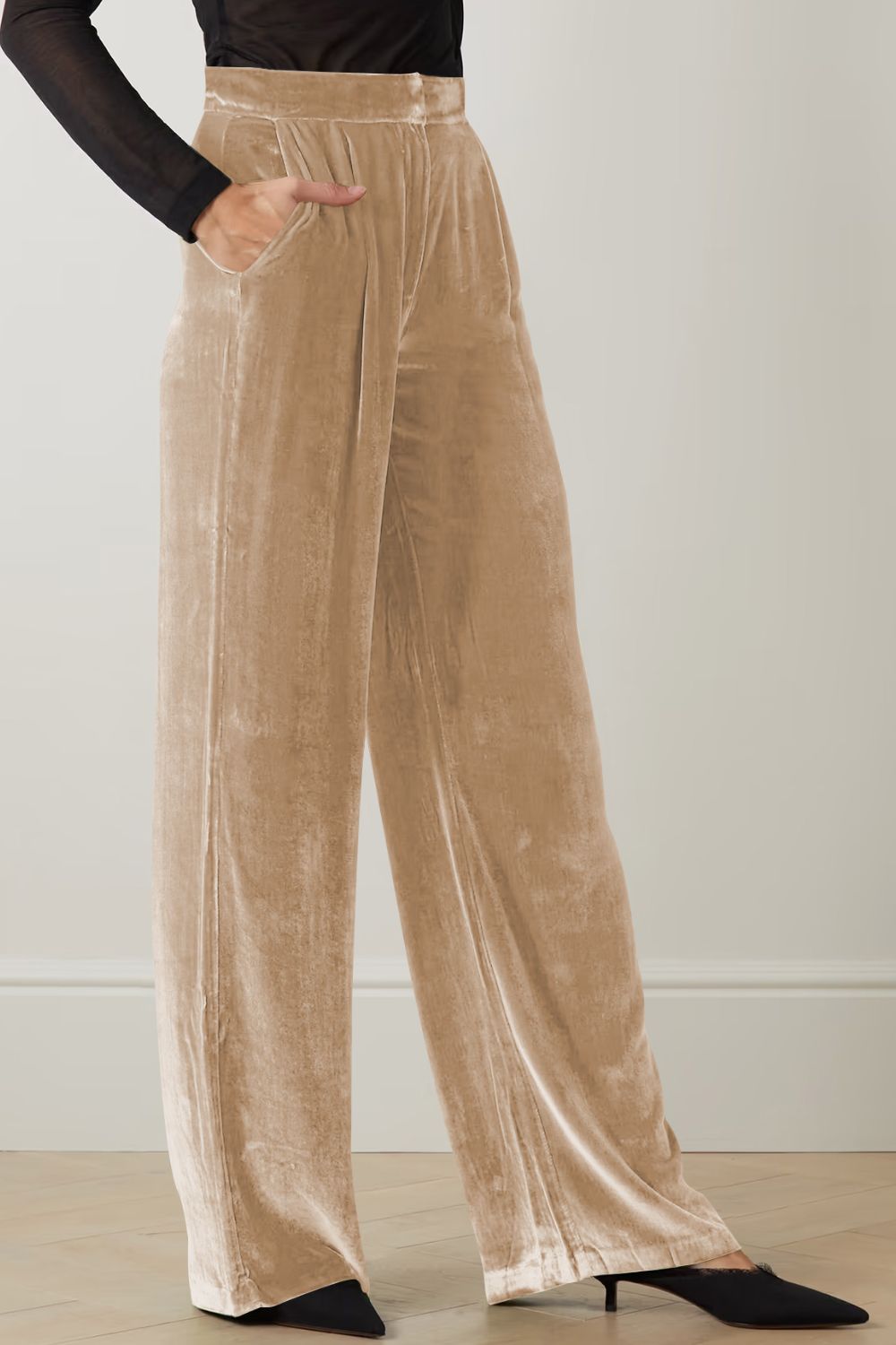 Gray Loose Fit High Waist Long Pants with Pockets Clothes