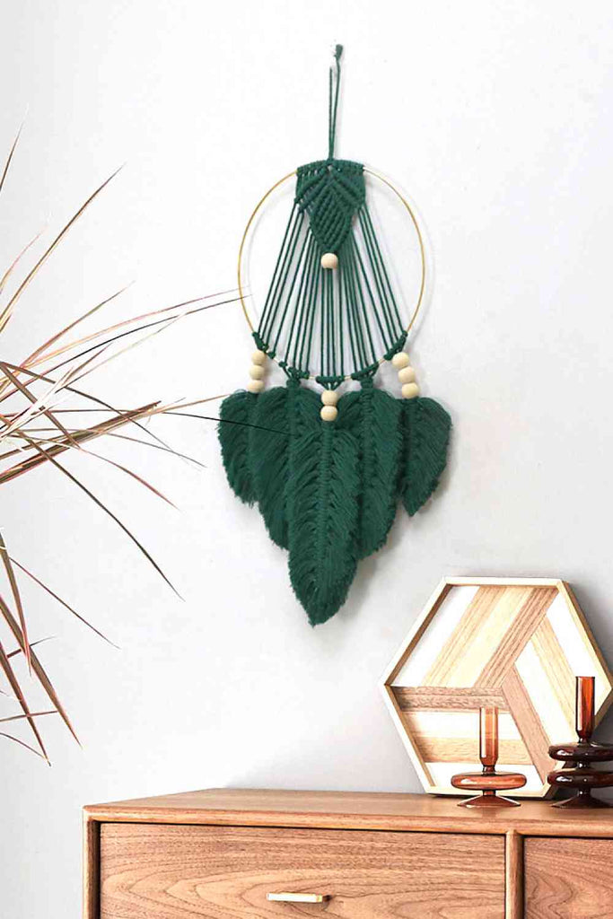 Antique White Feather Macrame Wall Hanging Decor Gifts