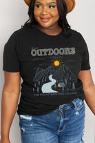 Dark Slate Gray Simply Love Full Size GREAT OUTDOORS Graphic Cotton Tee Tops