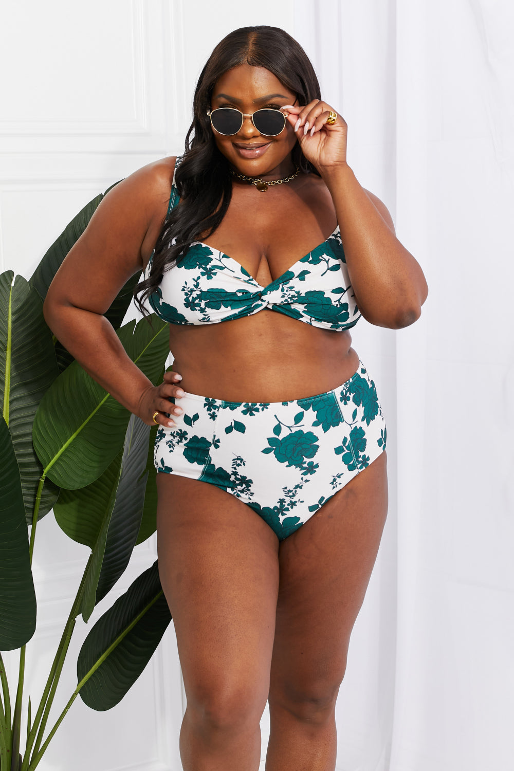 Lavender Marina West Swim Take A Dip Twist High-Rise Bikini in Forest Swimwear