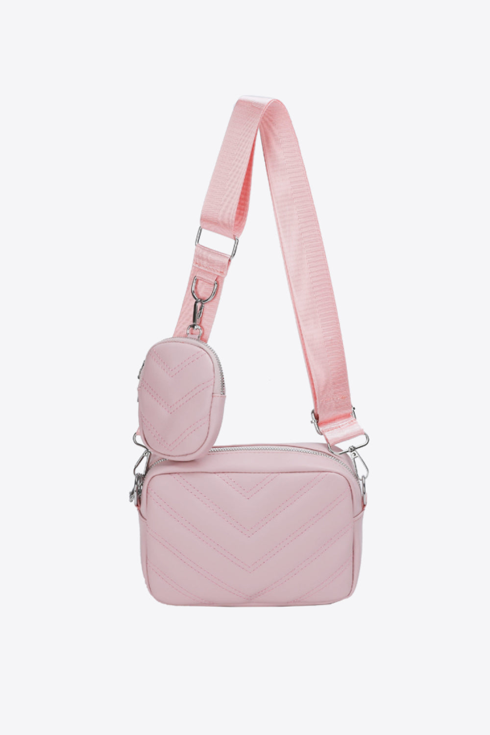 White Smoke Fierce Leather Shoulder Bag with Small Purse Handbags