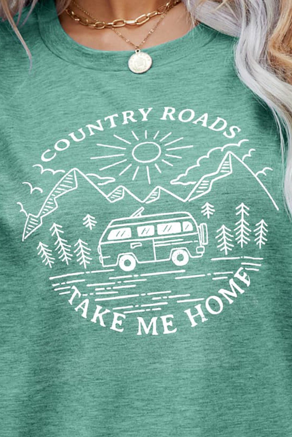 Cadet Blue COUNTRY ROADS TAKE ME HOME Graphic Tee Tops