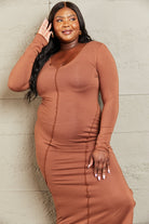 Rosy Brown Culture Code For The Night Full Size Bodycon Dress Clothing