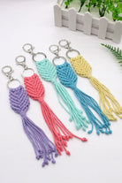 Light Gray Assorted 4-Pack Handmade Fringe Keychain Key Chains