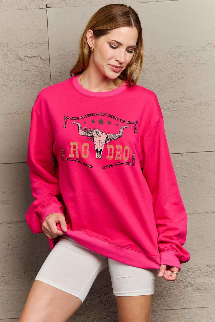 Dark Gray Simply Love Simply Love Full Size Round Neck Dropped Shoulder RODEO Graphic Sweatshirt Sweatshirts