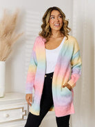 Gray Full Size Gradient Open Front Cardigan Plus Size Clothes
