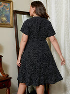 Black Defrosting My Summer Self Plus Size Printed Short Sleeve Dress- Black Plus Size Dresses