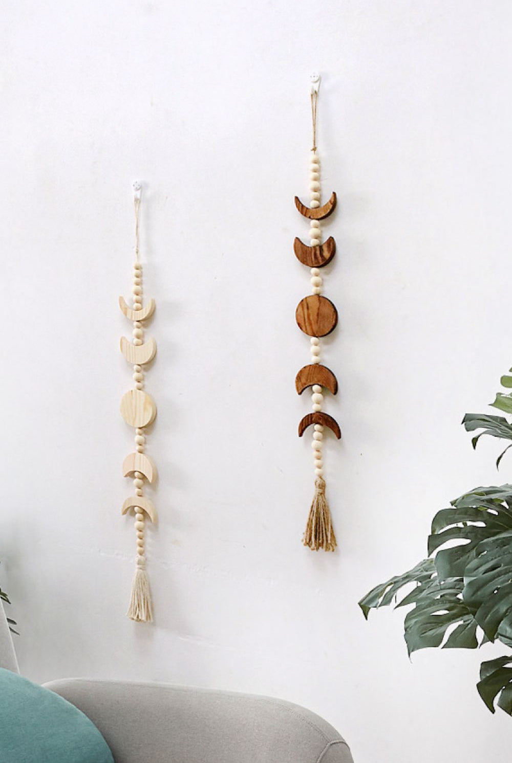 Lavender Moon Phases Wooden Tassel Wall Hanging Home