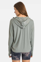Dark Slate Gray Sweat Now Shine Later Zip Up Dropped Shoulder Hooded Sports Jacket activewear
