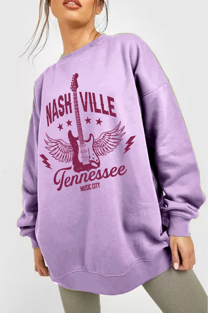 Thistle Simply Love Simply Love Full Size NASHVILLE TENNESSEE MUSIC CITY Graphic Sweatshirt Sweatshirts