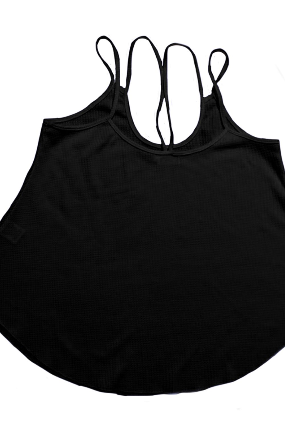 Black Scoop Neck Double-Strap Cami Tops