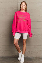 Rosy Brown Simply Love Full Size COUNTDOWNS CHAMPAGNE RESOLUTIONS & CHEER Round Neck Sweatshirt Plus Size Clothing