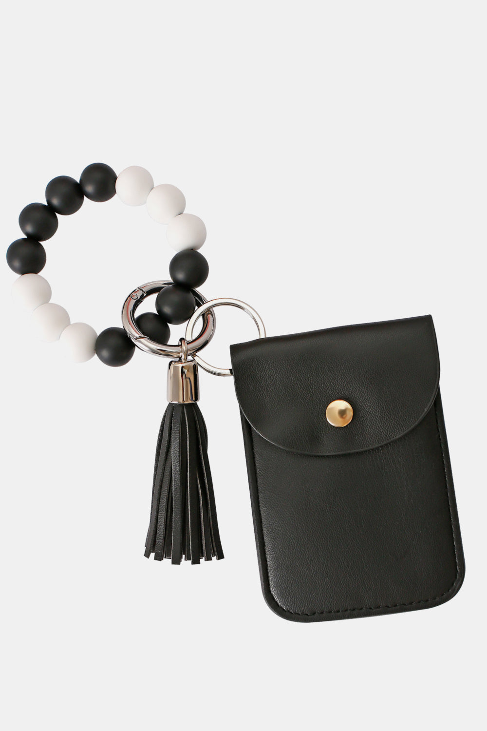 Dark Slate Gray Bead Wristlet Key Chain with Wallet