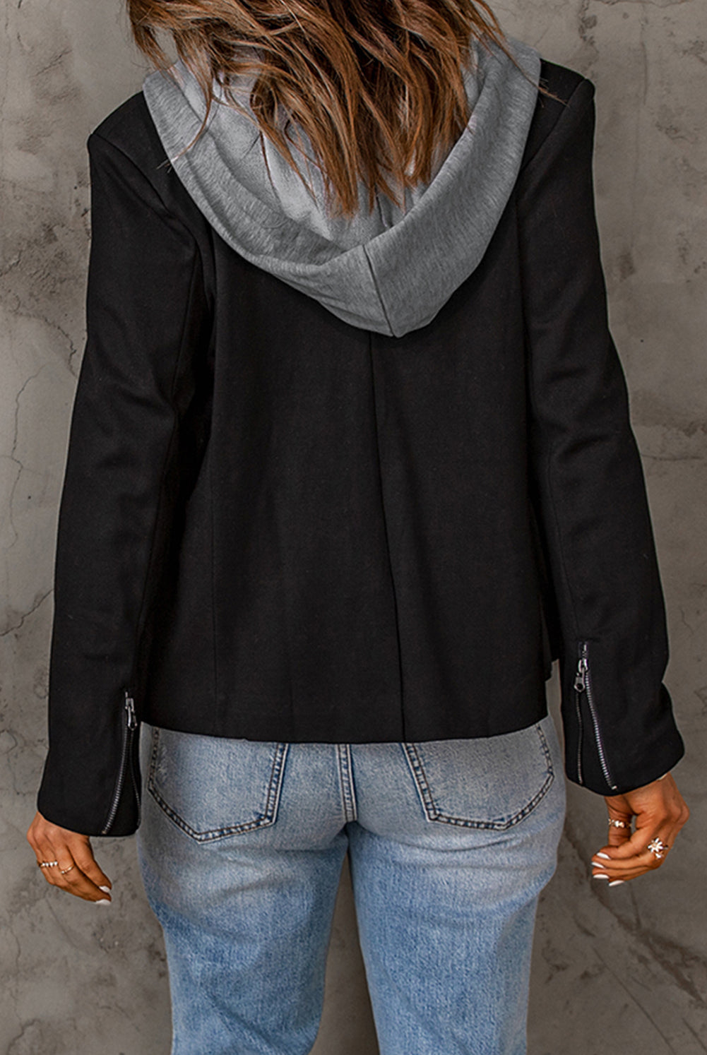 Dark Slate Gray Perfect Outfit Zip Up Hooded Jacket Coats & Jackets
