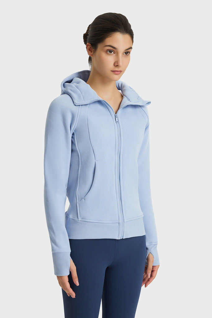 Lavender Progress Not Perfection Zip Up Seam Detail Hooded Sports Jacket activewear