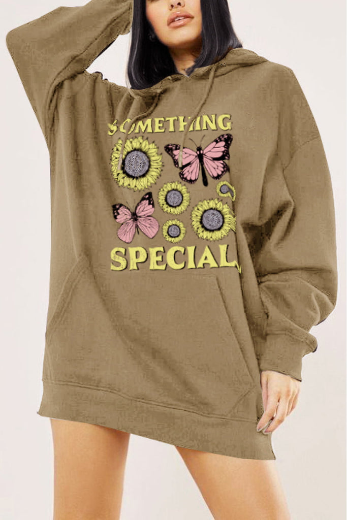 Rosy Brown Simply Love Simply Love Full Size SOMETHING SPECIAL Graphic Hoodie Sweatshirts
